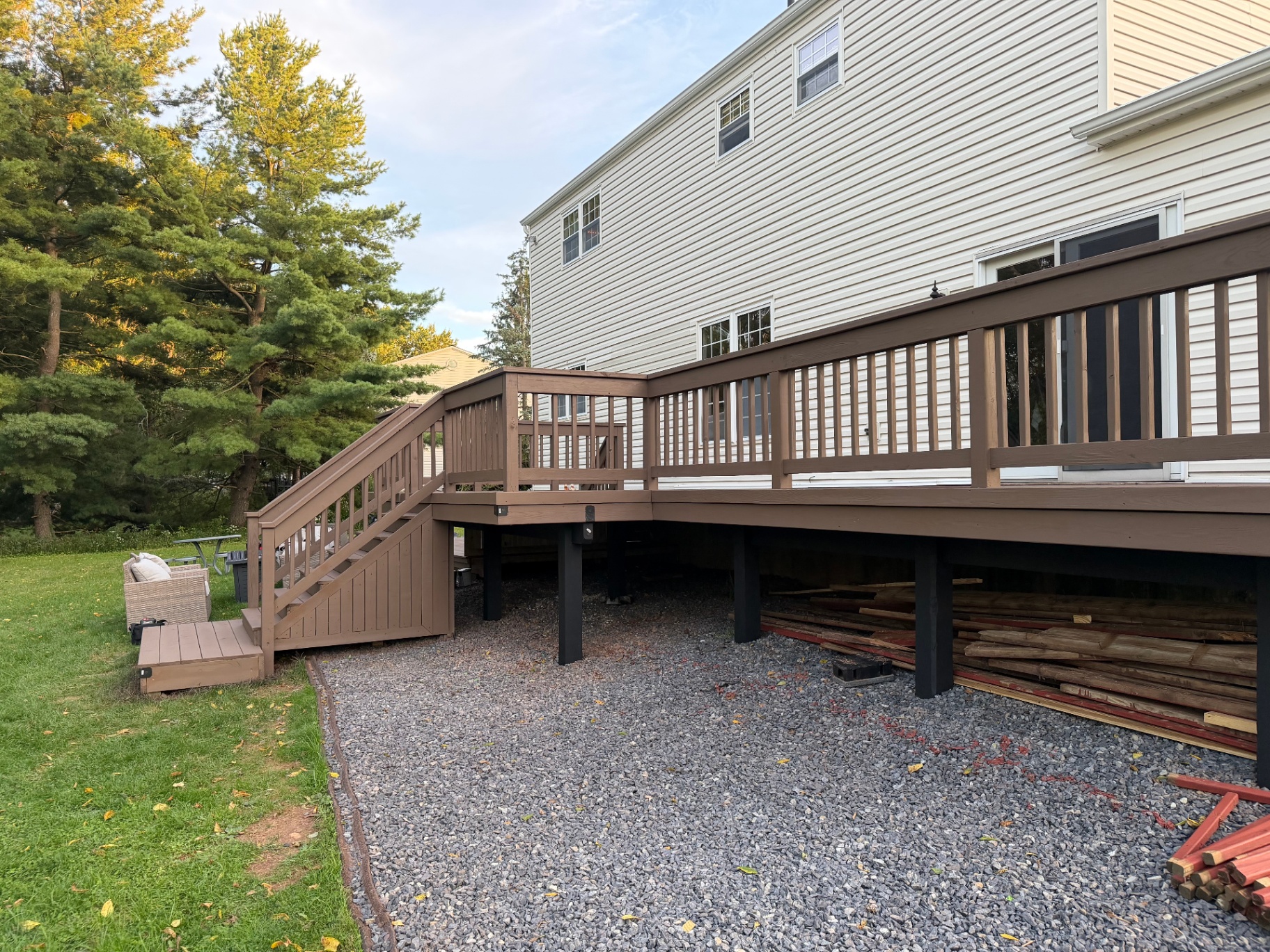 Deck Build & Stain — Rear View